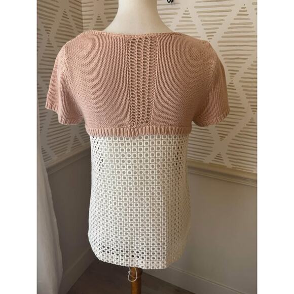 Anthropologie Moth Women’s Small Madeira Blush Eyelet Pullover Sweater - Picture 4 of 6